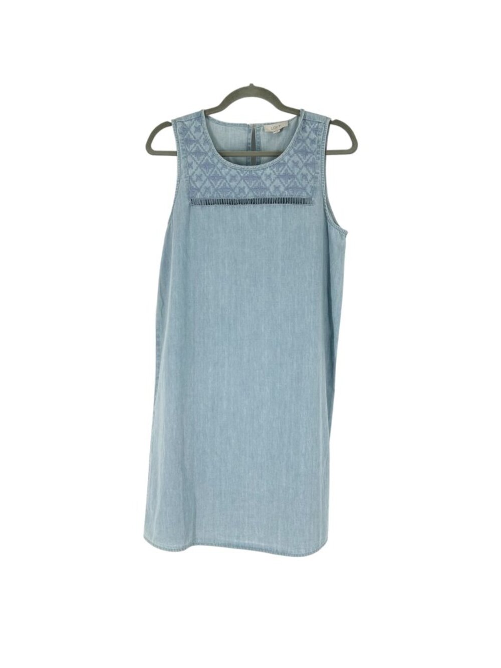 Loft Chambray Eyelet Embroidered Dress Size